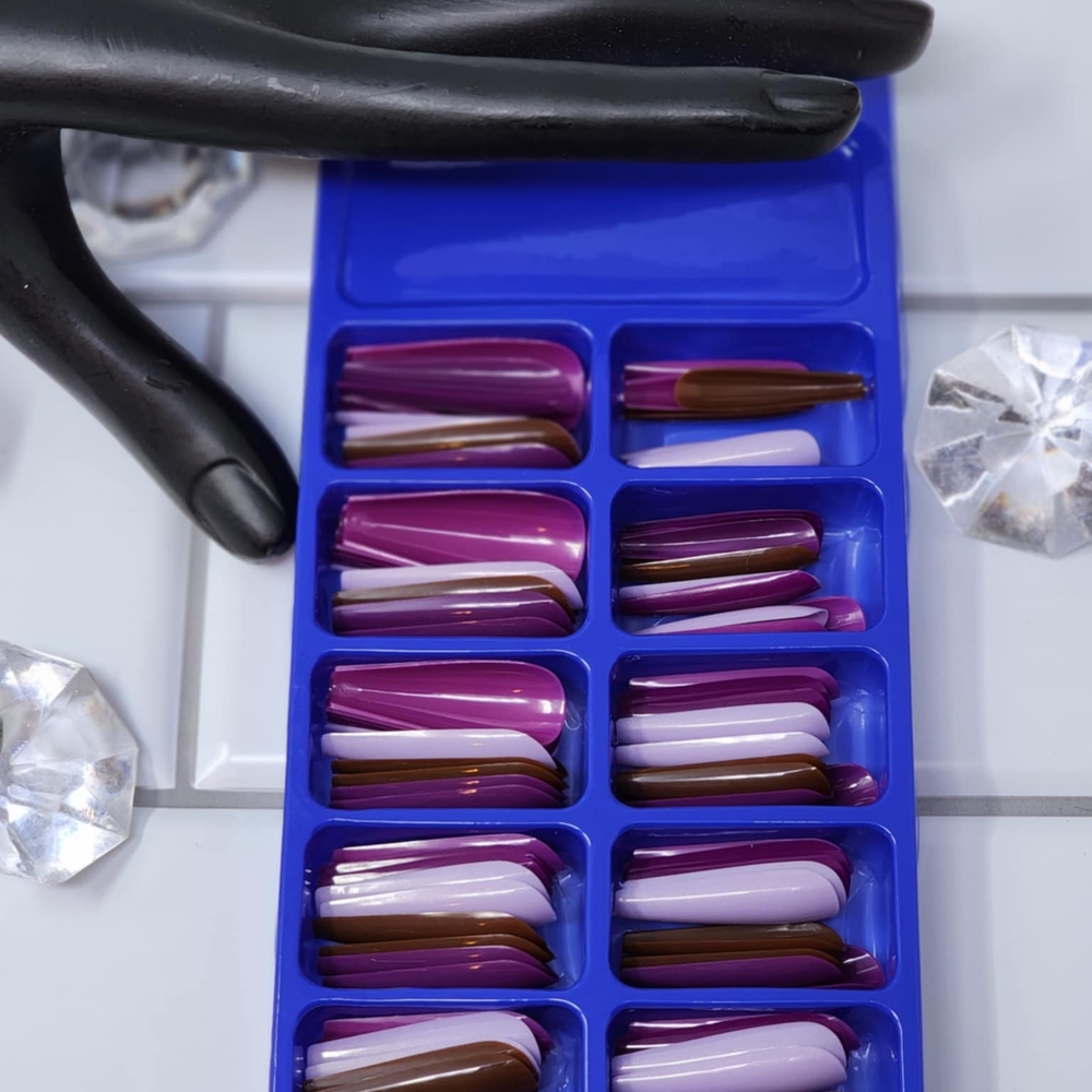 Purple and Brown Press-On Nails Set